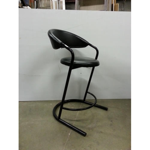 Lot of 2 Black Metal and Leather Low Back Bar Stools Allsold.ca Buy